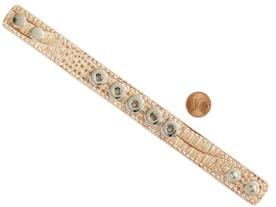 Lederarmband beige mit Schlangenoptik für 5 Mini-Chunks mit Größenvergleich